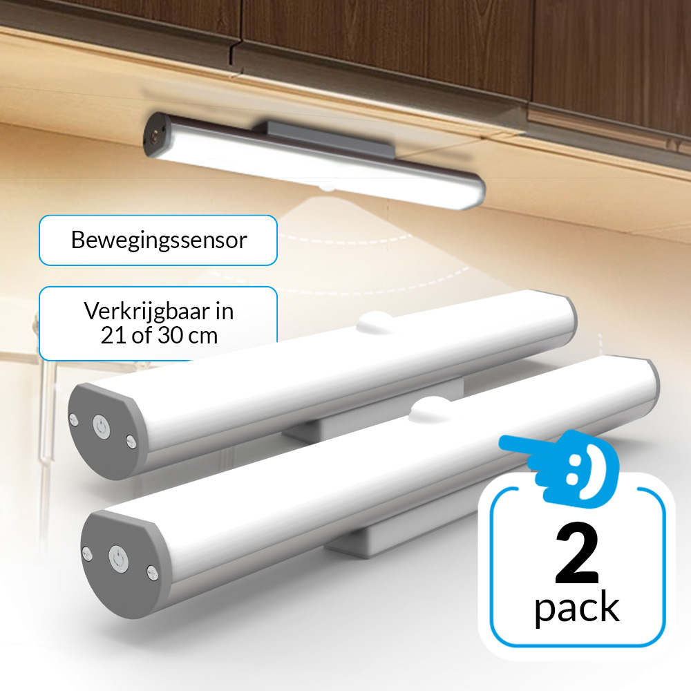 2-pack Ledlamp draadloze kastverlichting met sensor - 120° draaibaar